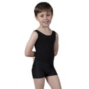 Boys Black Cotton Sleeveless Leotard